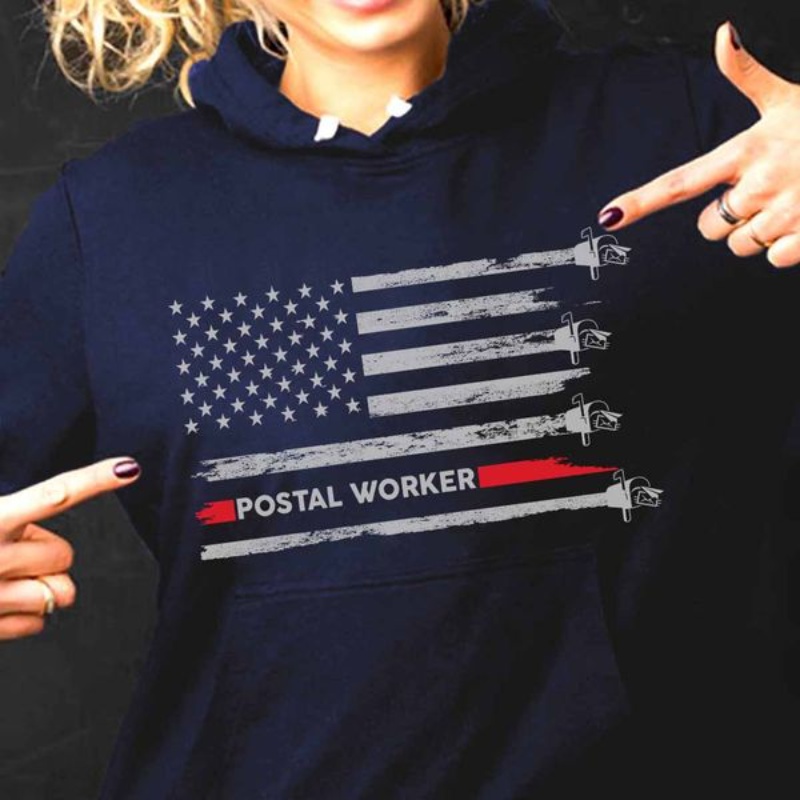 Postal Worker American Flag Hoodie, Postal Worker