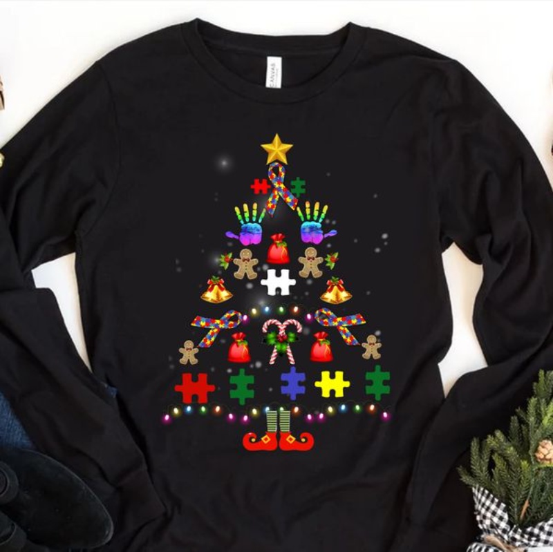 Autism Fighter Xmas Sweatshirt, Christmas Tree