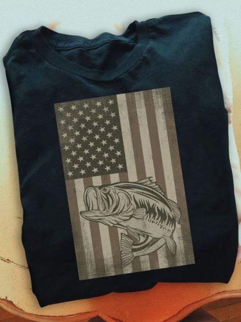 Fishing Patriotic Shirt, Fish American Flag