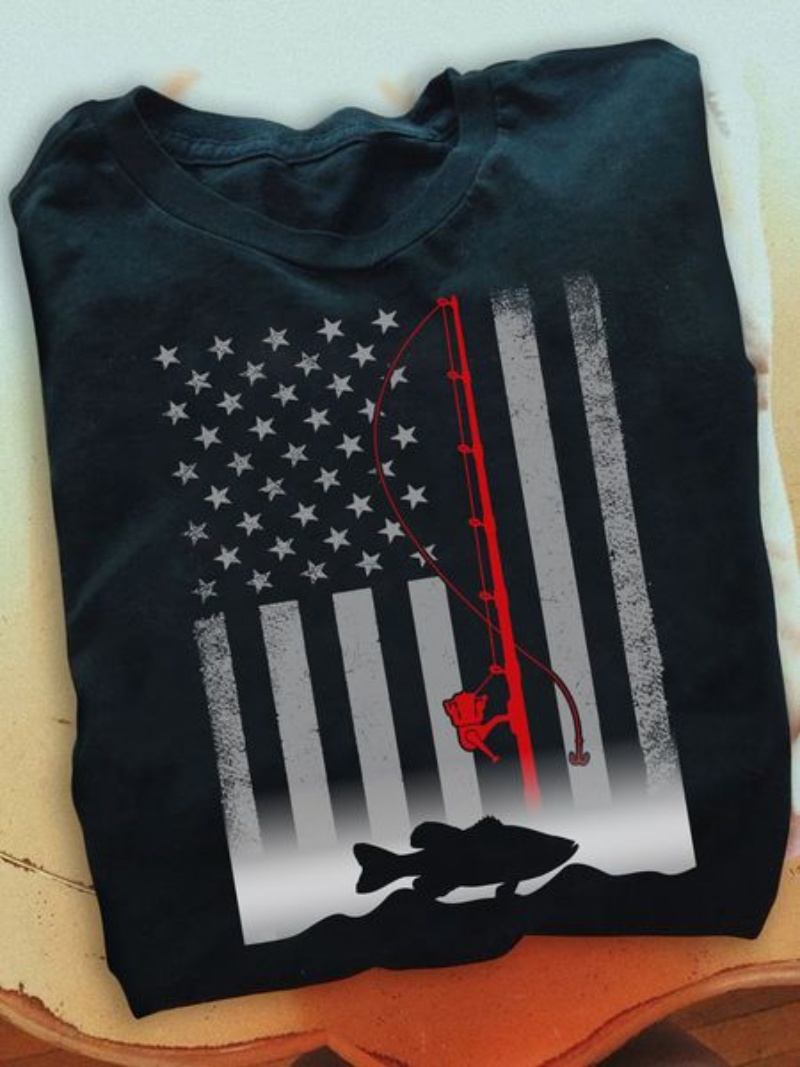 Patriotic Fisher Shirt, Fishing American Flag