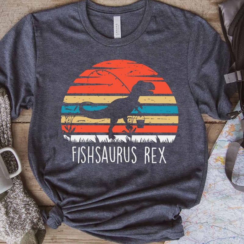 Fishing Dinosaur Shirt, Vintage Fishsaurus Rex
