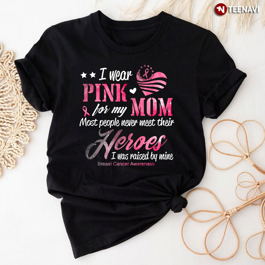 Personalized I Wear Pink For My Mom Breast Cancer Awareness Shirts