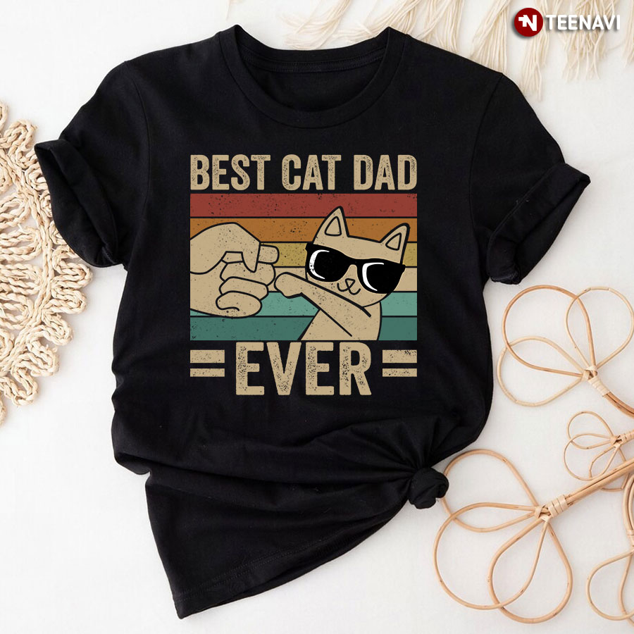 Best Cat Dad Ever Cool Cat Fist Bump Vintage Design
