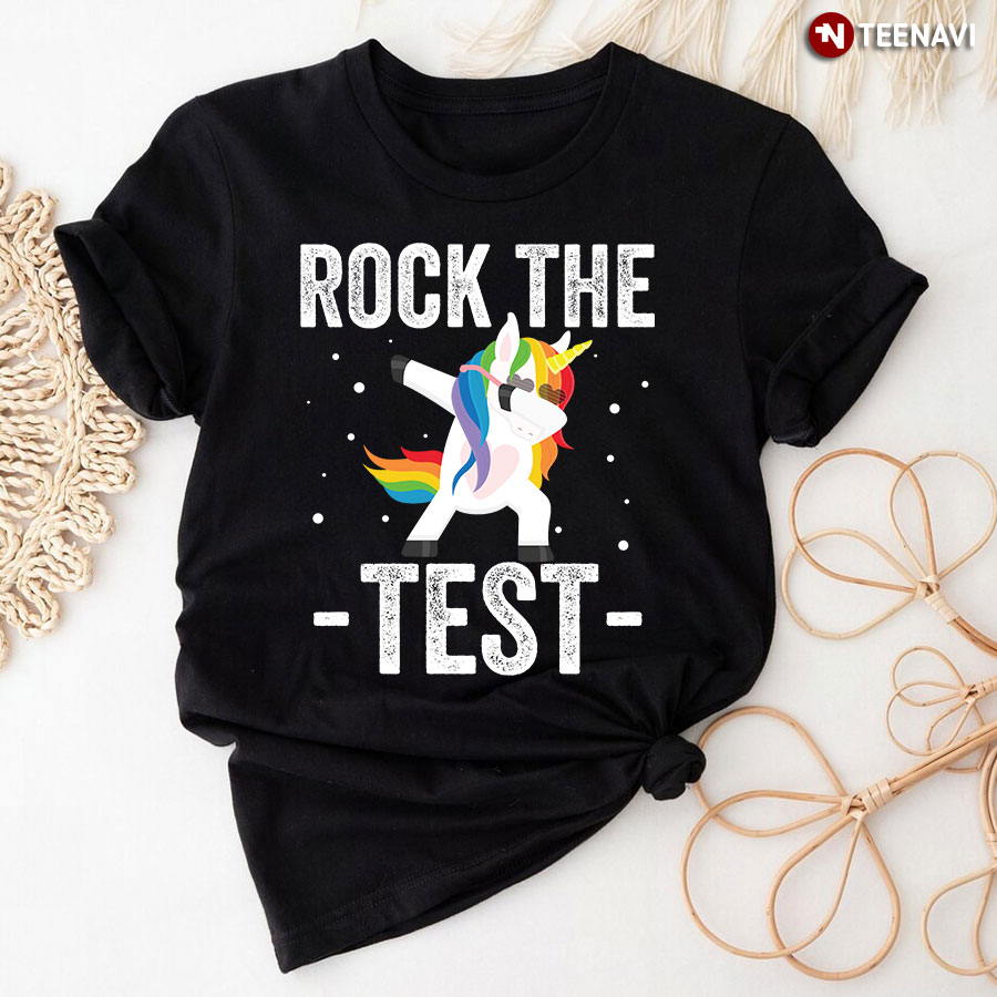 Rock The Test Unicorn Math Teacher T-Shirt