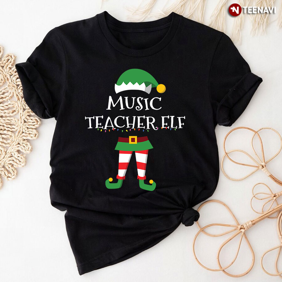 Music Teacher Elf Christmas T-Shirt