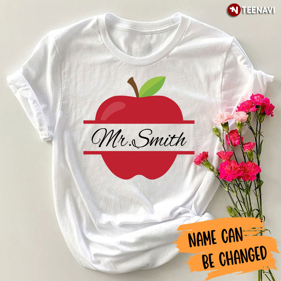 Personalized Name Apple Teacher T-Shirt