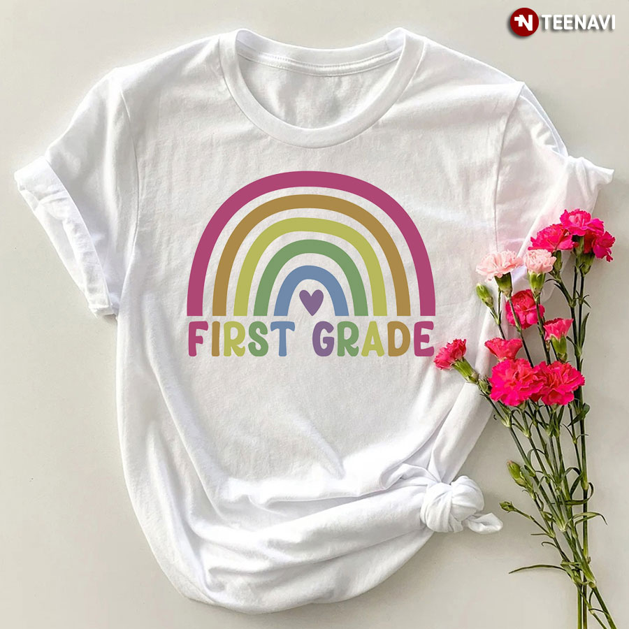 First Grade Teacher Rainbow T-Shirt