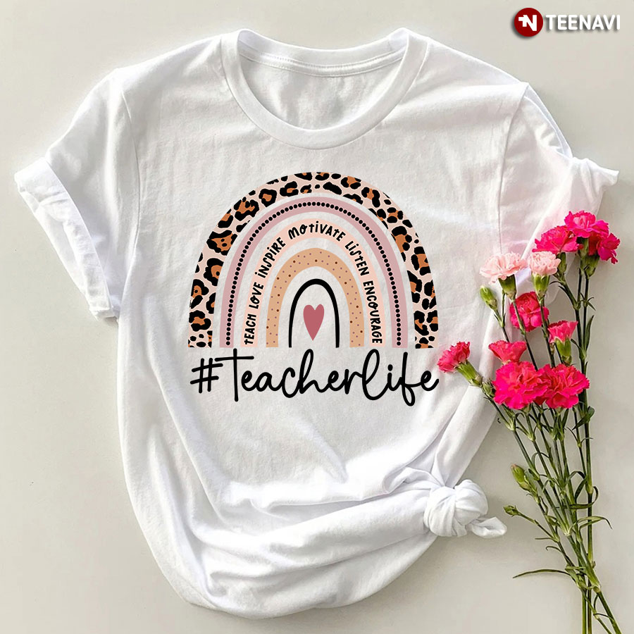 Teacher Life Rainbow Leopard Back To School T-Shirt