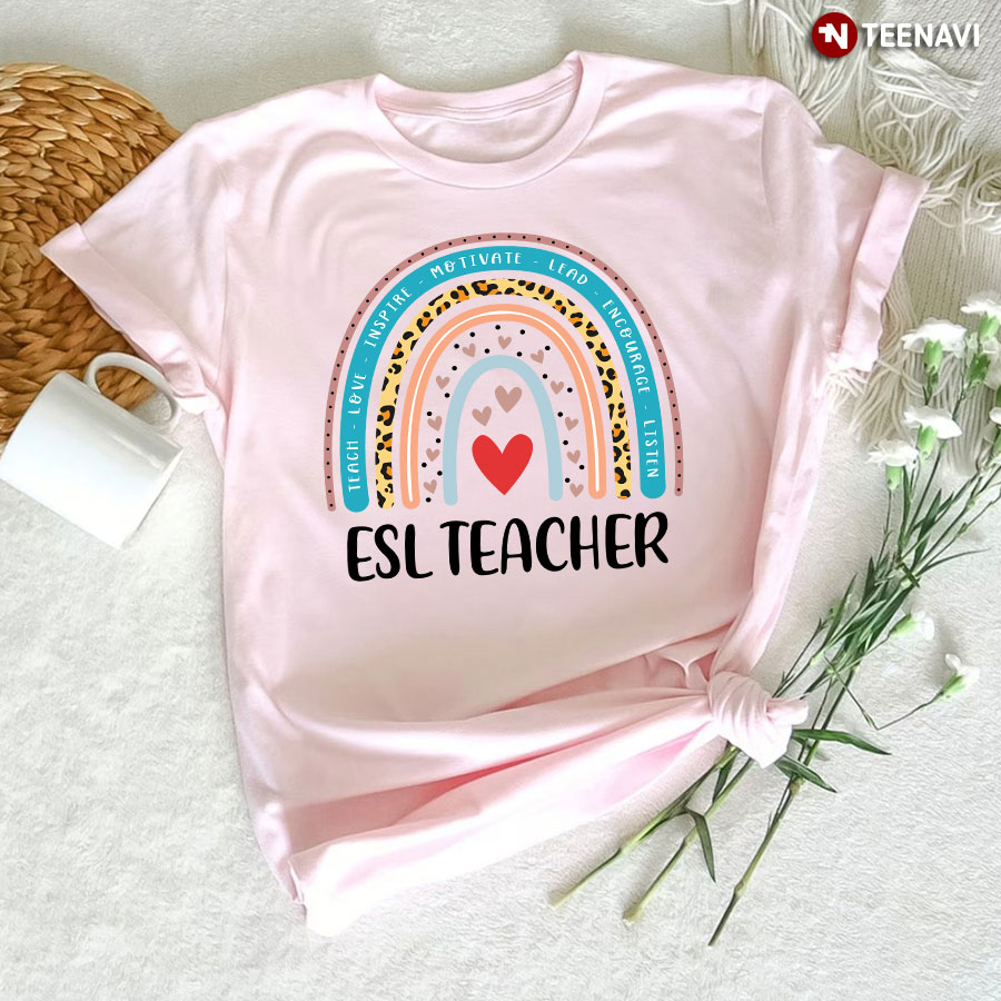 ESL Teacher Rainbow Leopard T-Shirt