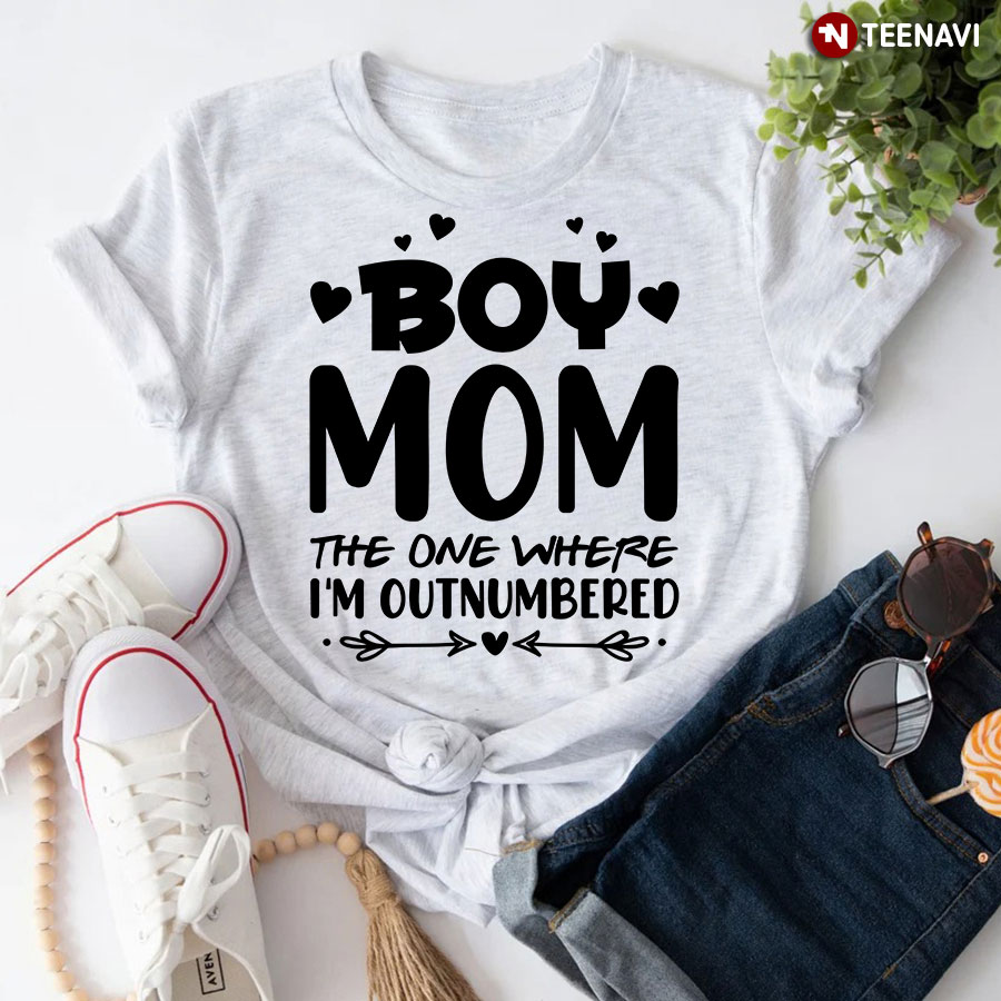 Boy Mom The One Where I'm Outnumbered T-Shirt