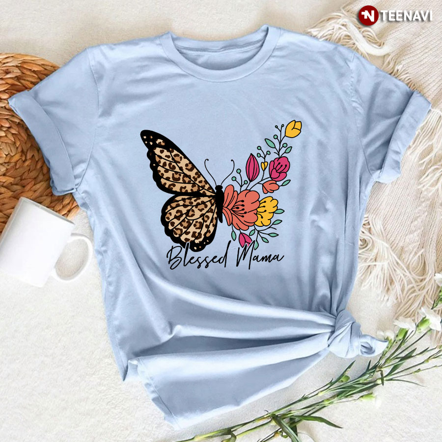 Blessed Mama Butterfly Leopard T-Shirt