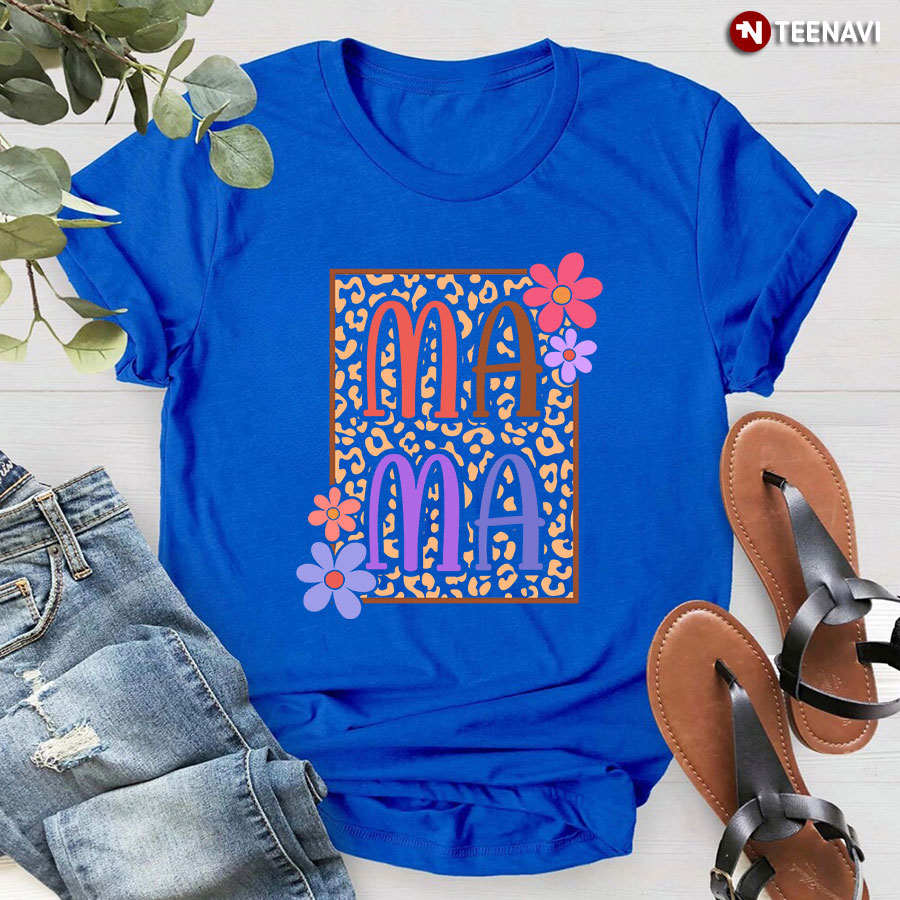 Mama Leopard Flowers T-Shirt