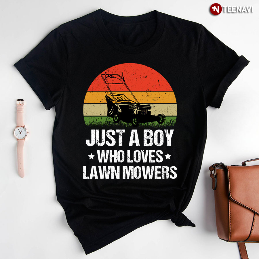 Just A Boy Who Loves Lawn Mowers Vintage T-Shirt