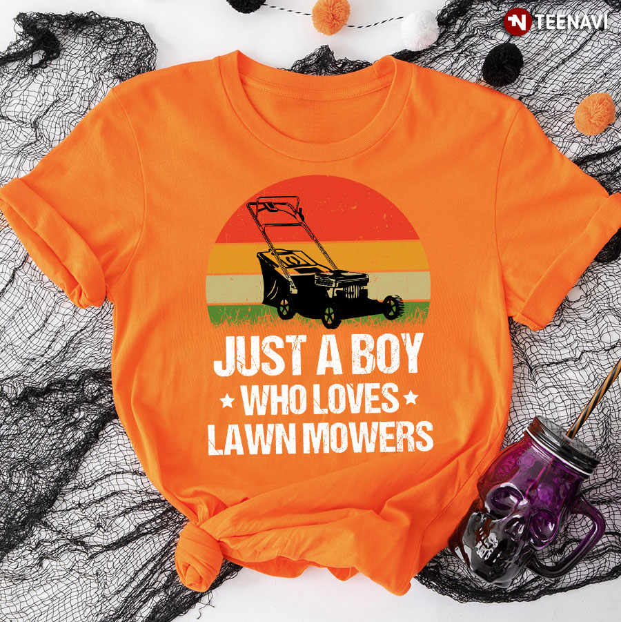 Just A Boy Who Loves Lawn Mowers Vintage T Shirt