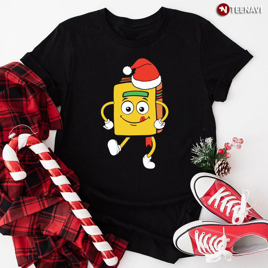 Funny Book With Santa Hat Christmas T-Shirt