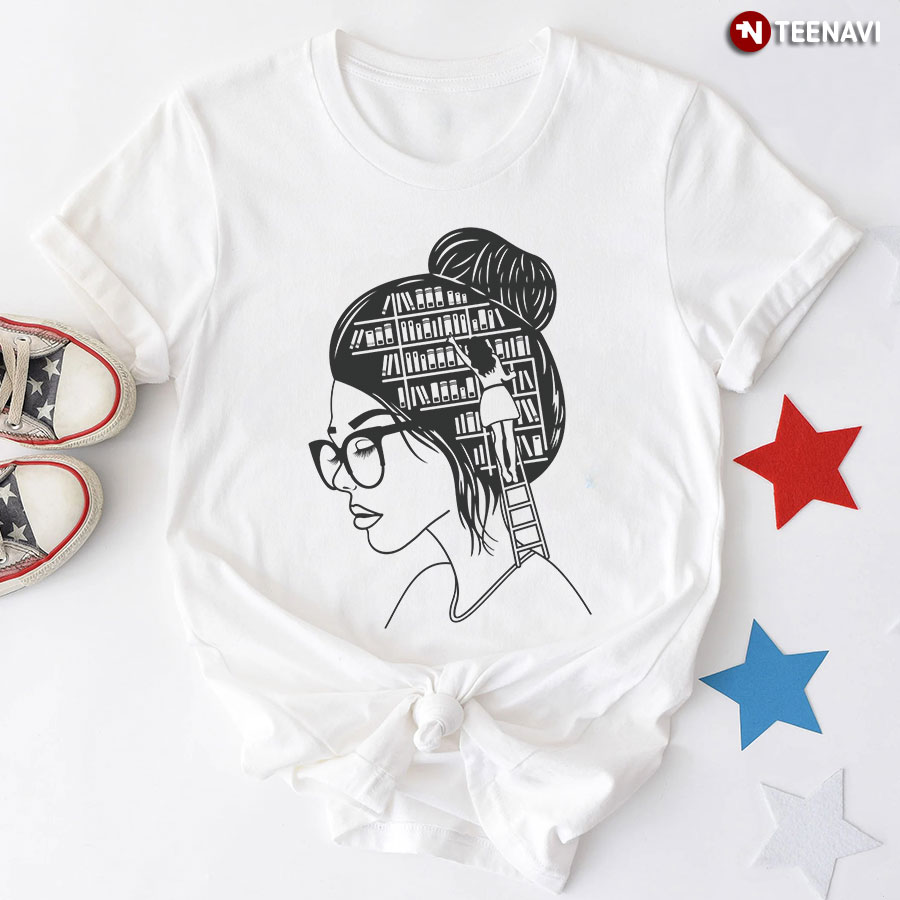 A Girl With Books In Head T-Shirt
