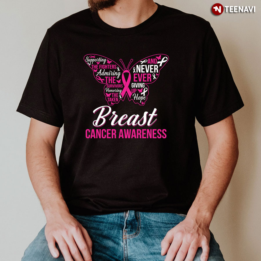 Supporting The Fighters Admiring The Survivors Breast Cancer Awareness T-Shirt