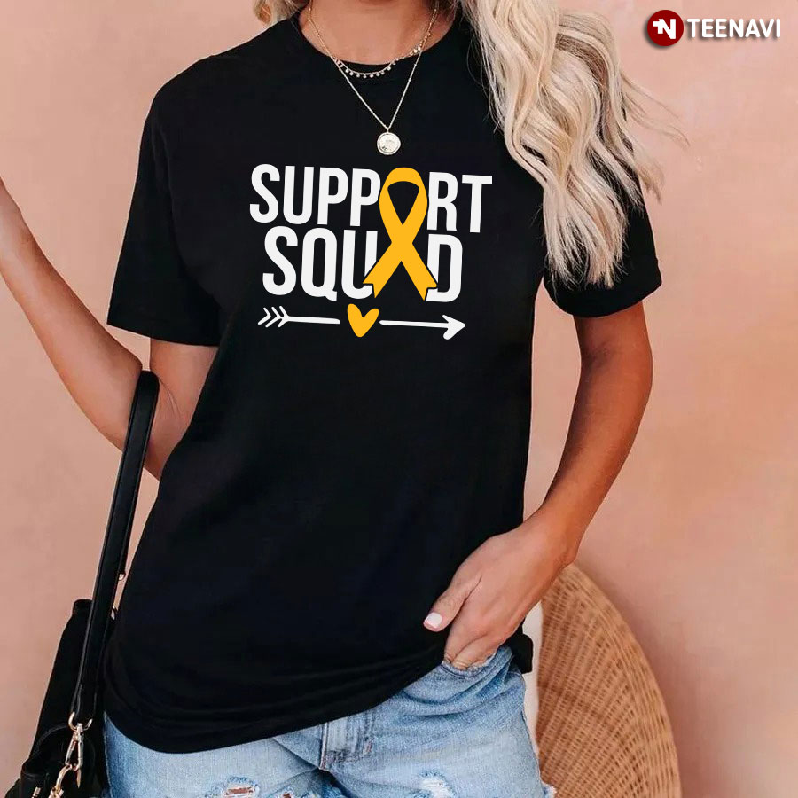 Support Squad Yellow Ribbon Childhood Cancer Awareness T-Shirt