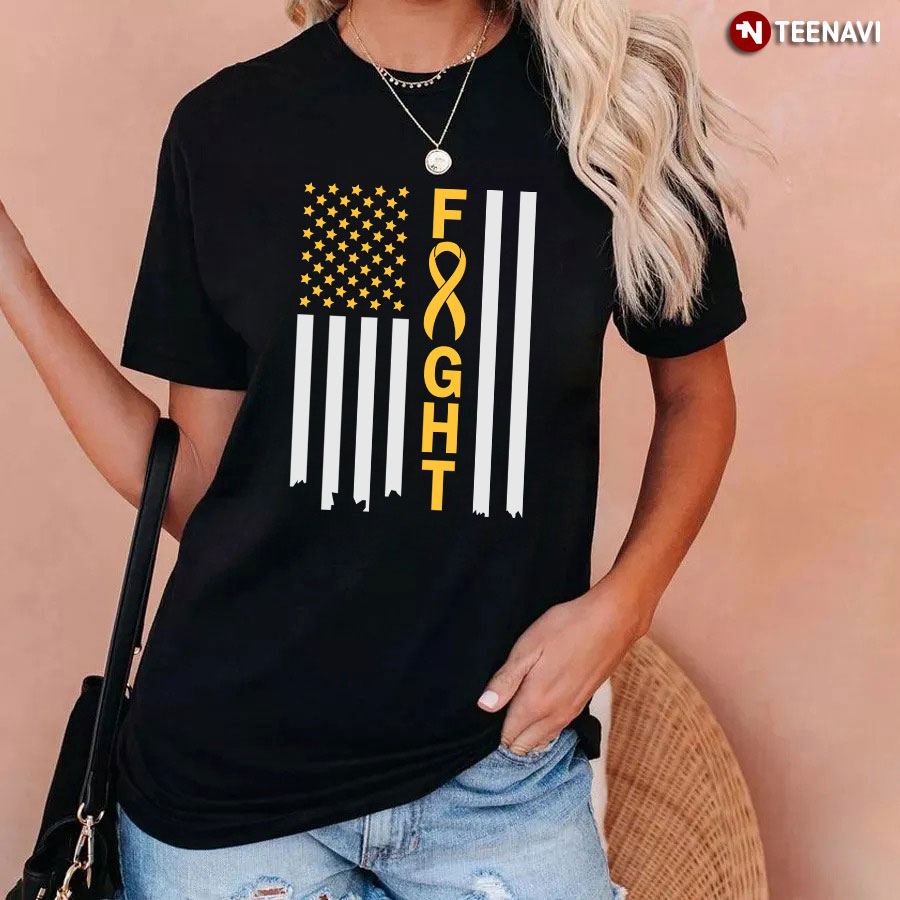 Fight Childhood Cancer American Flag T-Shirt
