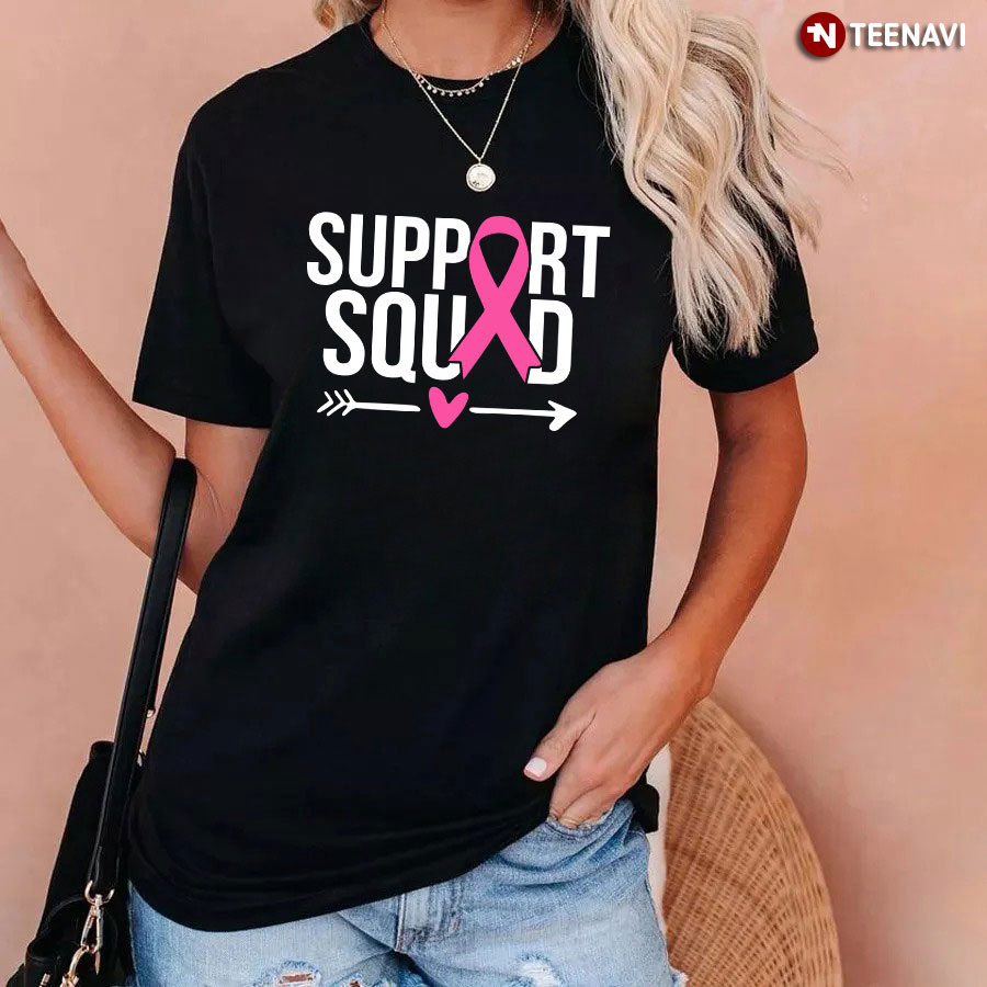 Support Squad Pink Ribbon Breast Cancer Awareness T-Shirt