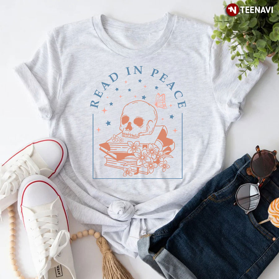 Read In Peace Skull And Books T-Shirt