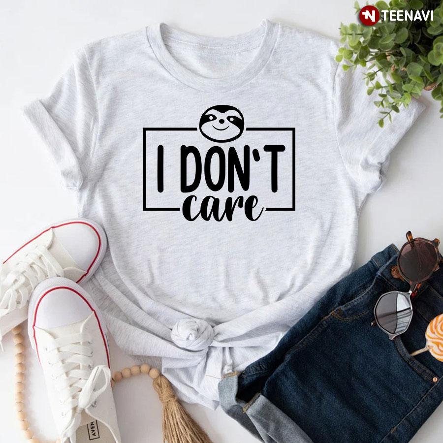 I Don't Care Sloth T-Shirt - White Tee