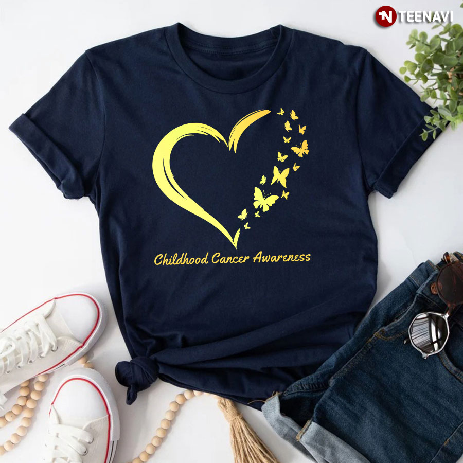 Childhood Cancer Awareness Heart Butterflies T-Shirt