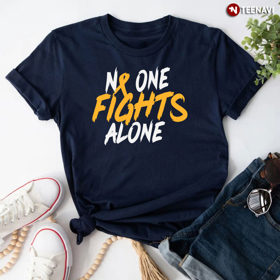 No One Fights Alone Childhood Cancer Awareness T-Shirt