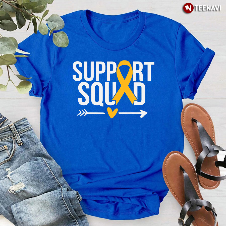 Support Squad Yellow Ribbon Childhood Cancer Awareness T-Shirt