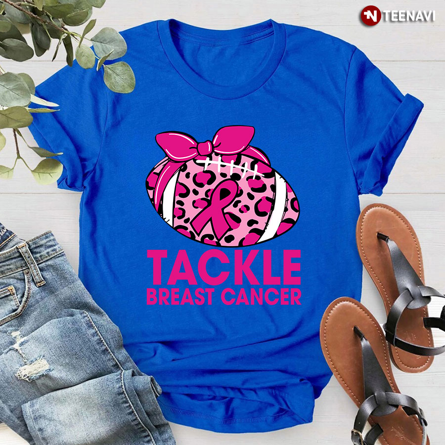 Tackle Breast Cancer Football Leopard T-Shirt