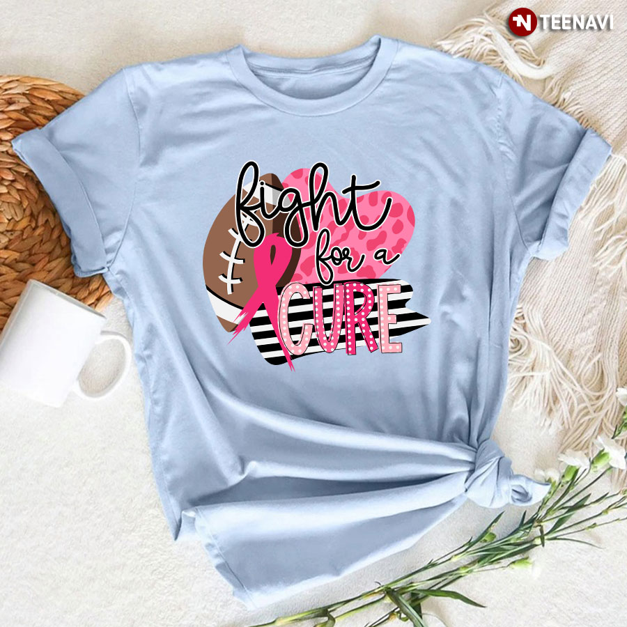 Fight For A Cure Breast Cancer Awareness Football T-Shirt