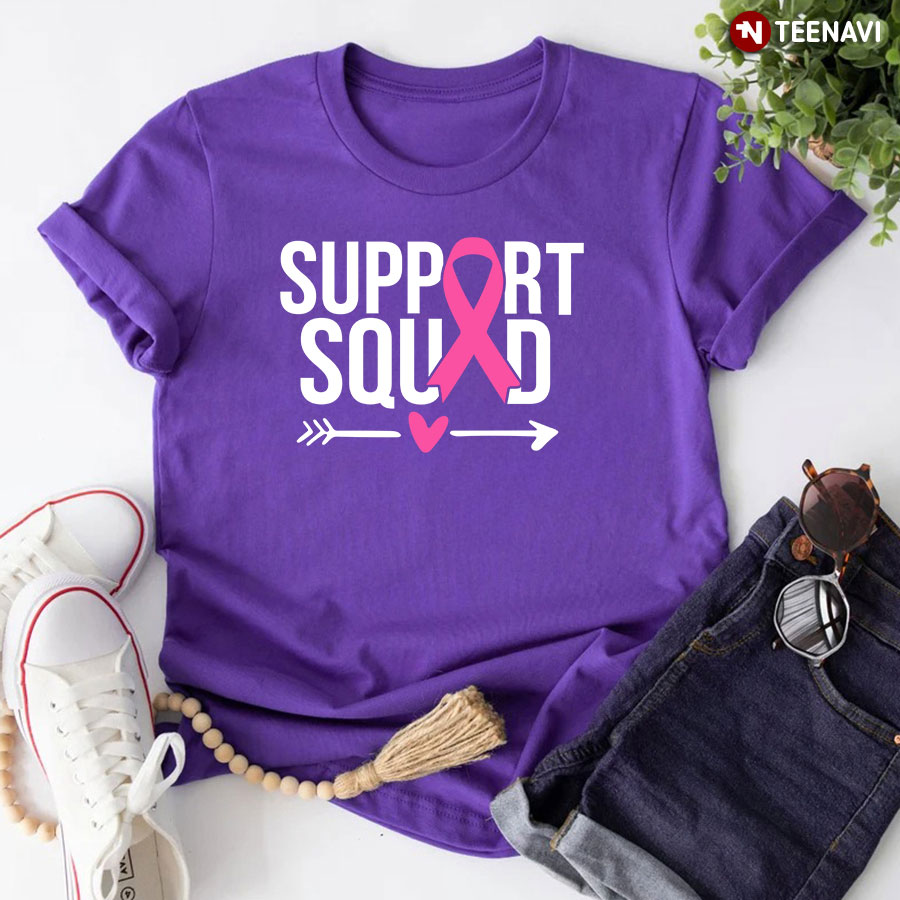 Support Squad Pink Ribbon Breast Cancer Awareness T-Shirt