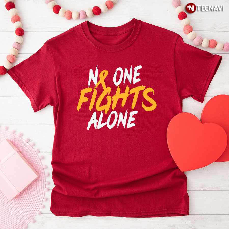 No One Fights Alone Childhood Cancer Awareness T-Shirt