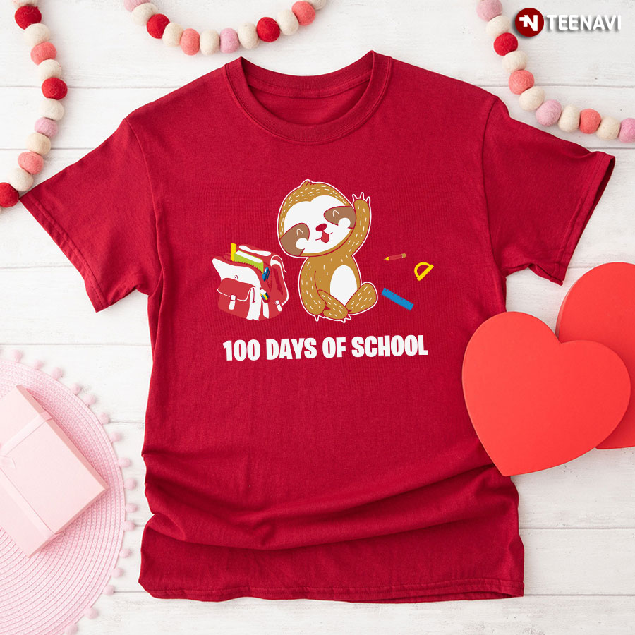 100 Days Of School Sloth T-Shirt