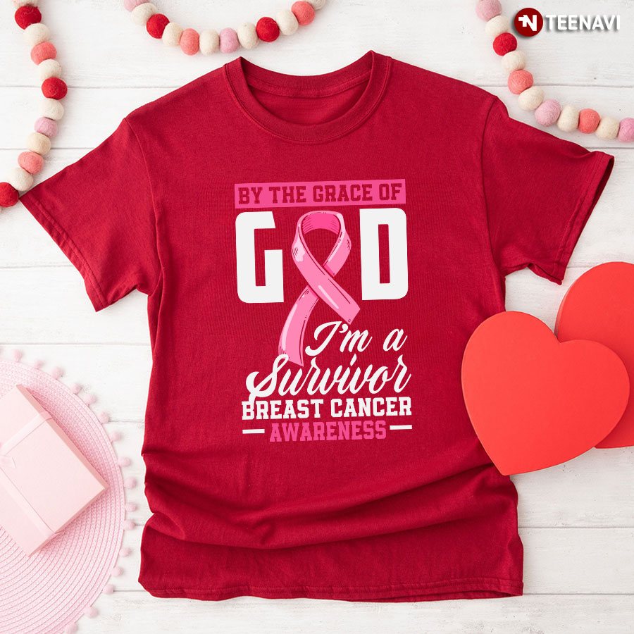 By The Grace Of God I'm A Survivor Breast Cancer Awareness T-Shirt