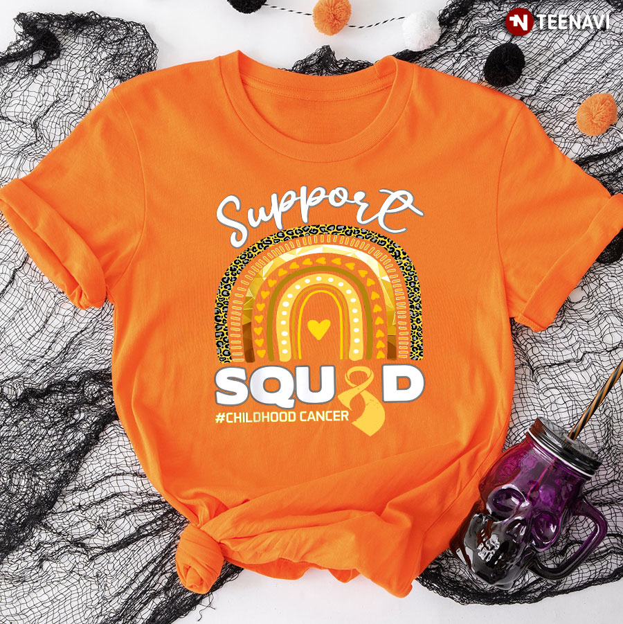 Support Squad Childhood Cancer Rainbow Leopard T-Shirt
