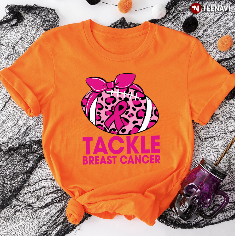 Tackle Breast Cancer Football Leopard T-Shirt
