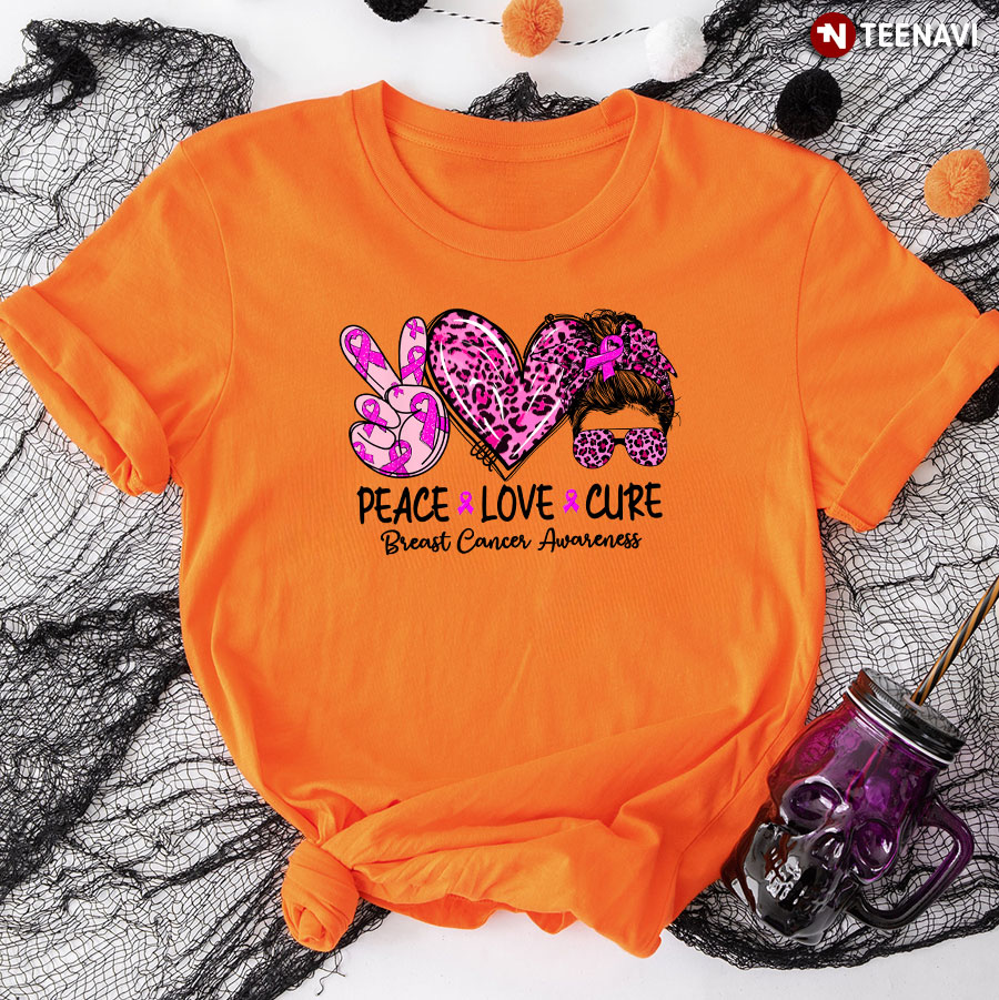 Peace Love Cure Breast Cancer Awareness T-Shirt