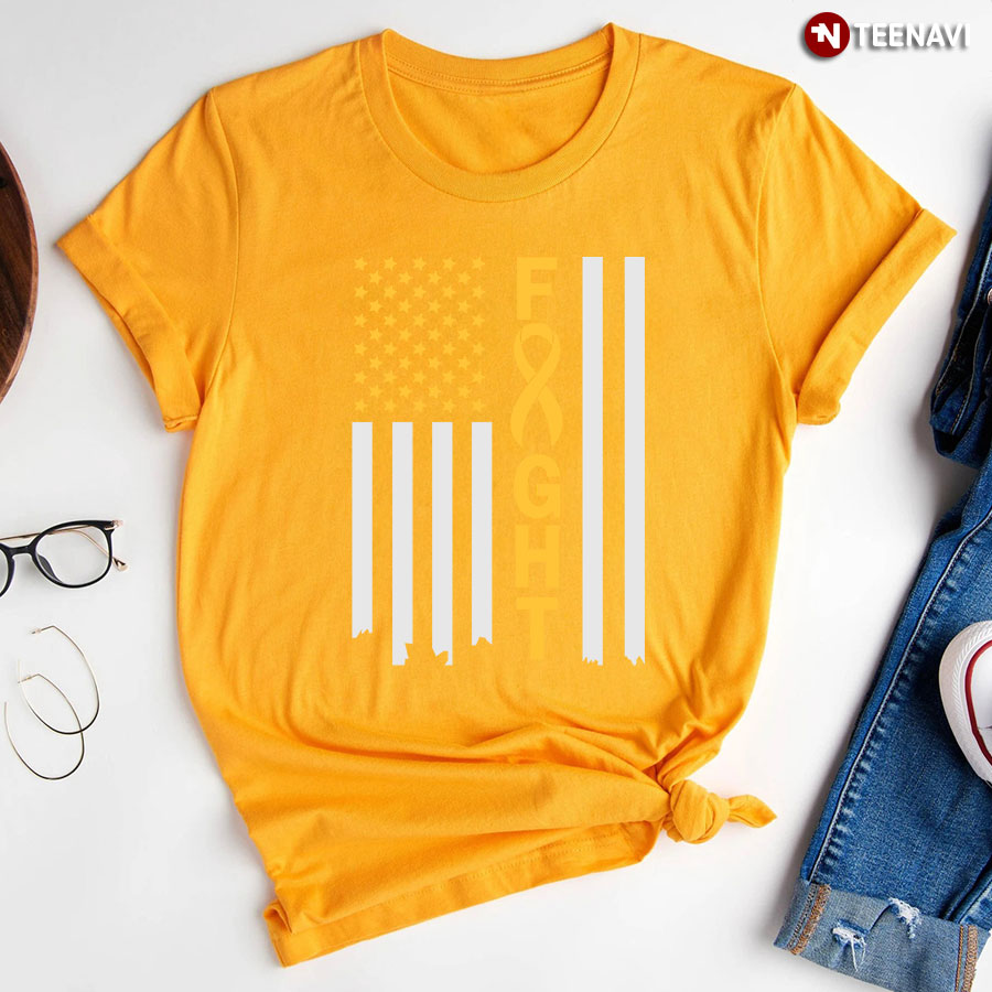 Fight Childhood Cancer American Flag T-Shirt