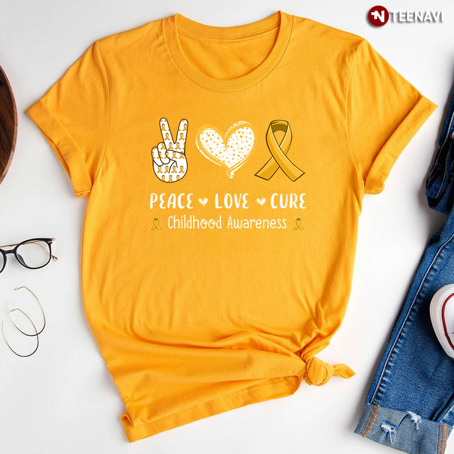 Peace Love Cure Childhood Awareness T-Shirt