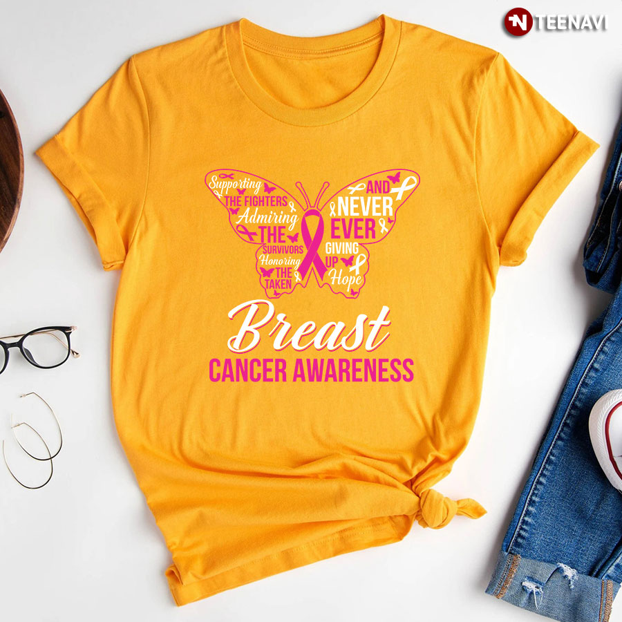 Supporting The Fighters Admiring The Survivors Breast Cancer Awareness T-Shirt