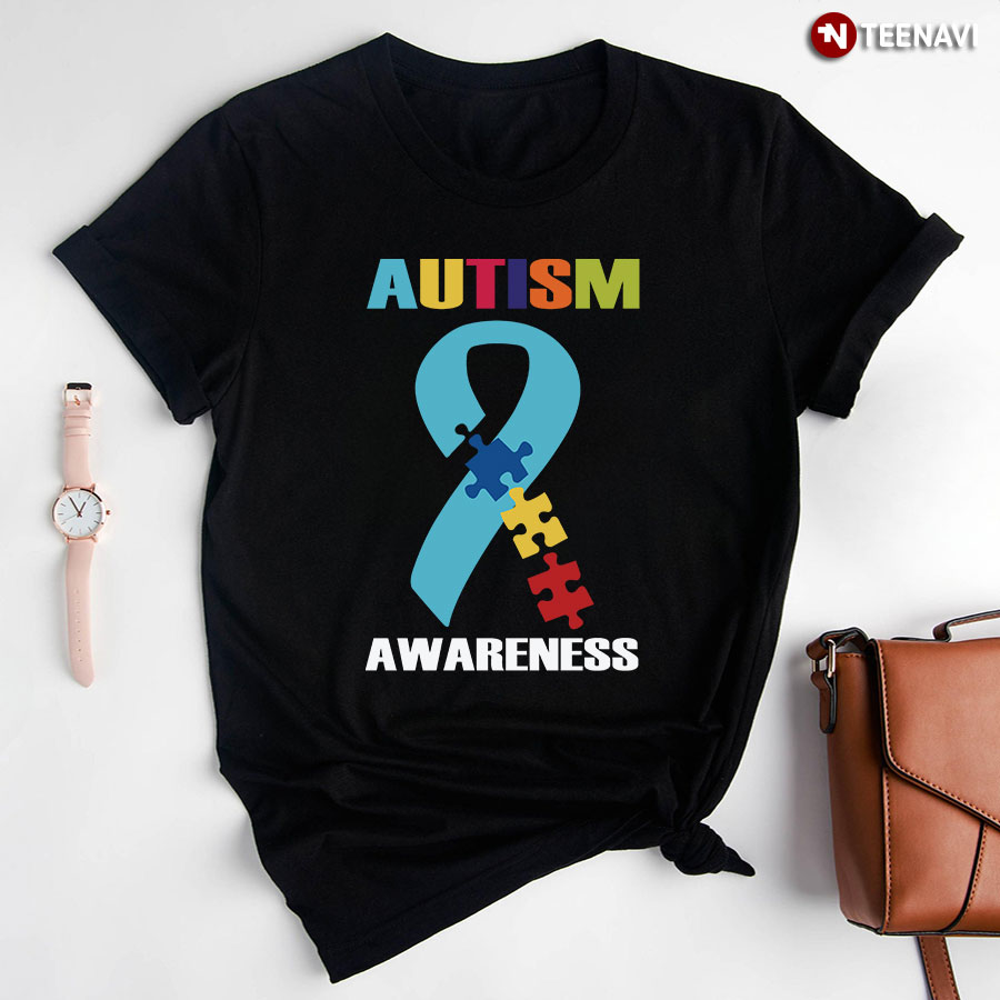 Autism Awareness Puzzle Pieces Ribbon T-Shirt - Men's Tee