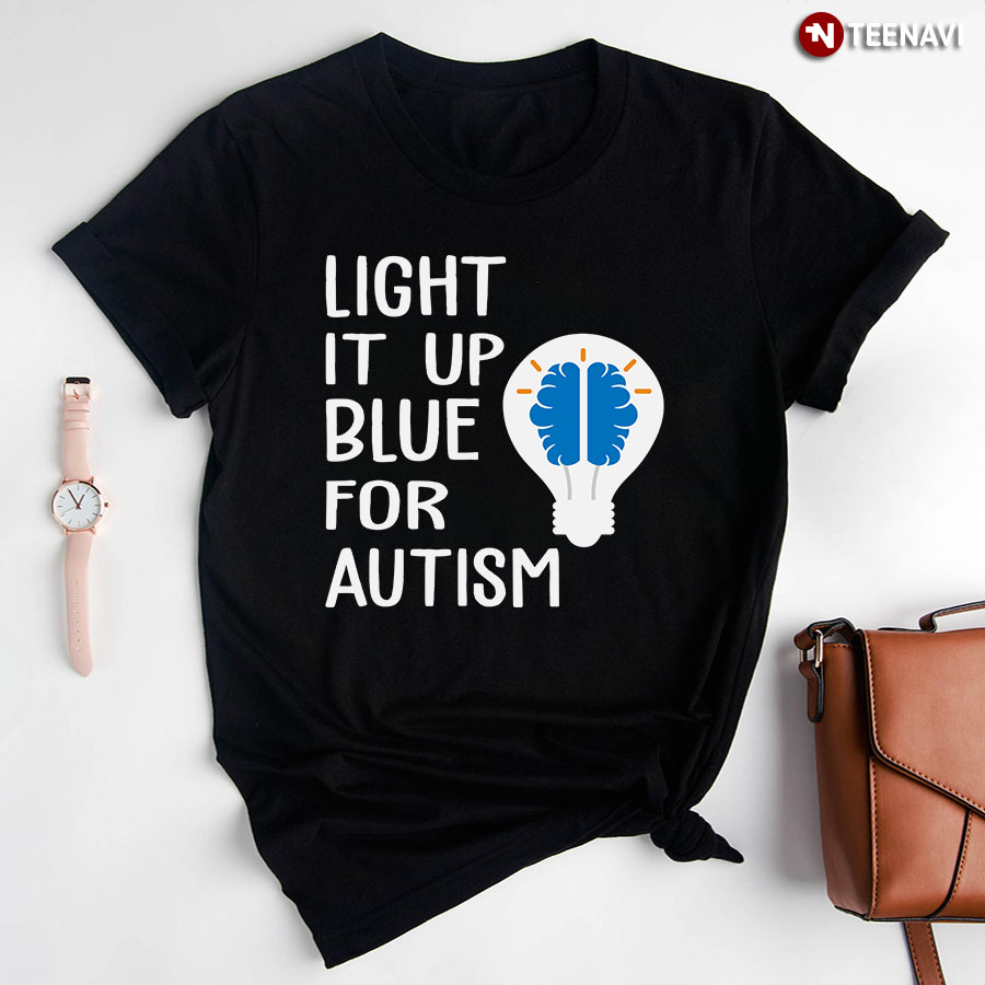Light It Up Blue For Autism Light Bulb Brain T-Shirt