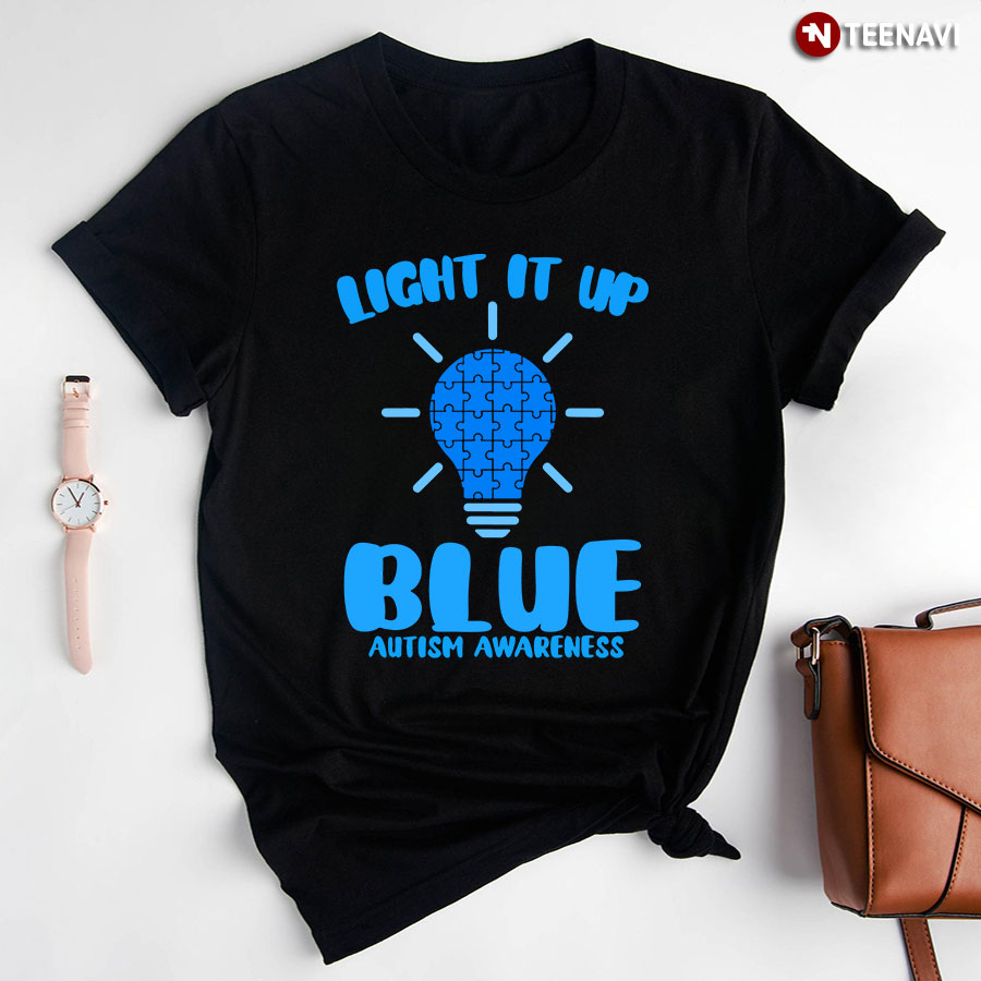 Light It Up Blue Light Bulb Autism Awareness T-Shirt - Unisex Tee