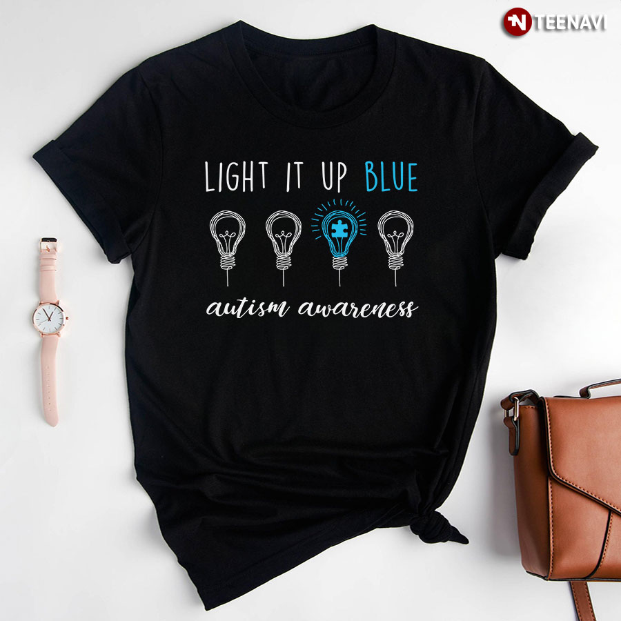 Light It Up Blue Light Bulbs Autism Awareness T-Shirt - Small Tee