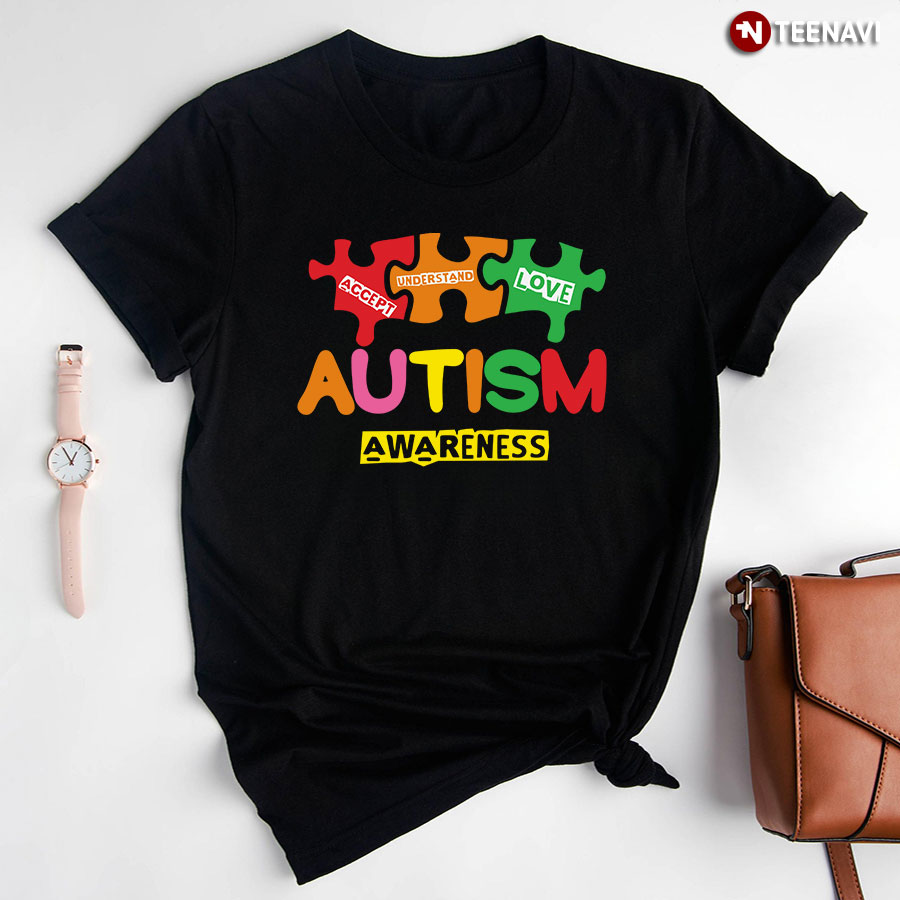 Accept Understand Love Puzzle Pieces Autism Awareness T-Shirt
