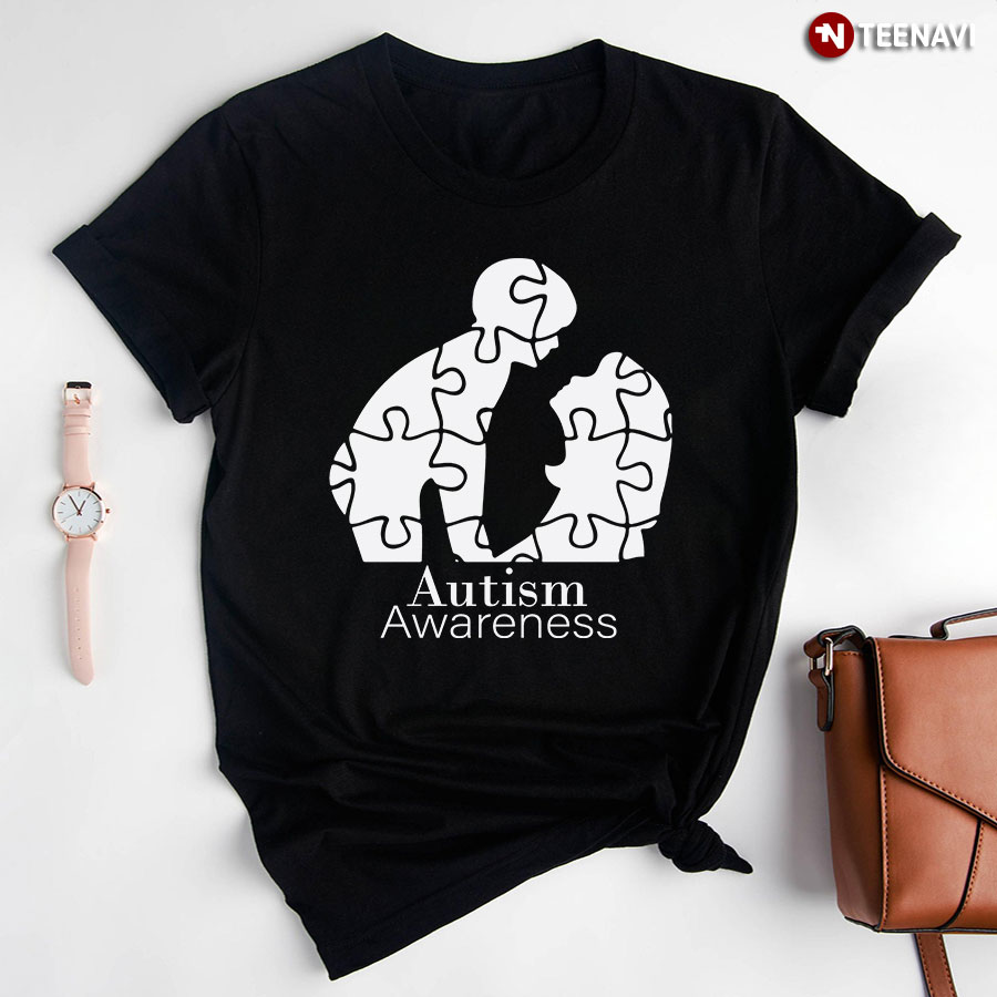Autism Awareness Mom And Baby Puzzle Pieces T-Shirt