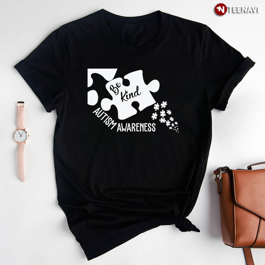 Be Kind Puzzle Pieces Autism Awareness T-Shirt