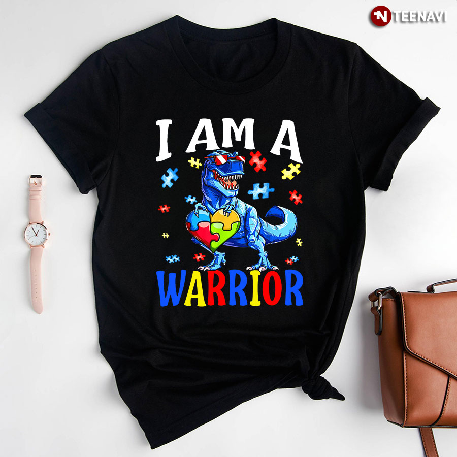 I Am A Warrior Dinosaur Autism Awareness T-Shirt