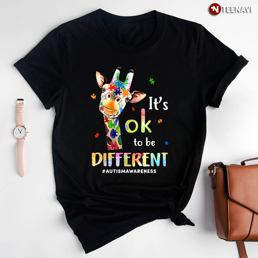 It’s Ok To Be Different #Autism Awareness Giraffe T-Shirt